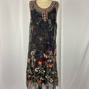 Johnny Was Size XL Floral Embroidered Sleeveless Dress